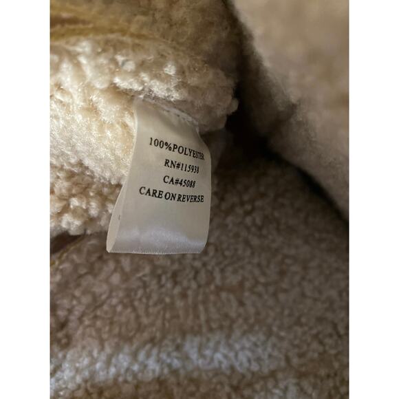 Princess Polly Women's Beige Tan Sherpa Faux Suede Teddy Moto Coat Jacket Size S - Picture 4 of 5